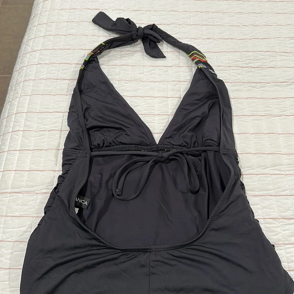 LA BLANCA Catalonia One-Piece Tummy Control Ruched Embroidered Halter Sw… - Picture 9 of 15